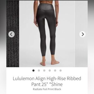 Lululemon Align High-Rise Ribbed
Pant 25" *Shine Radiate Print Black. Size 4 NWT